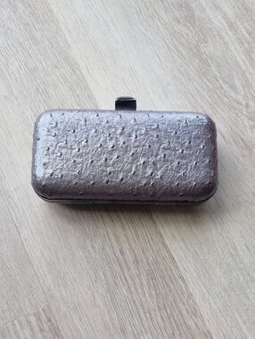 Metallic Textured Clutch Wallet - Eggplant Purple
